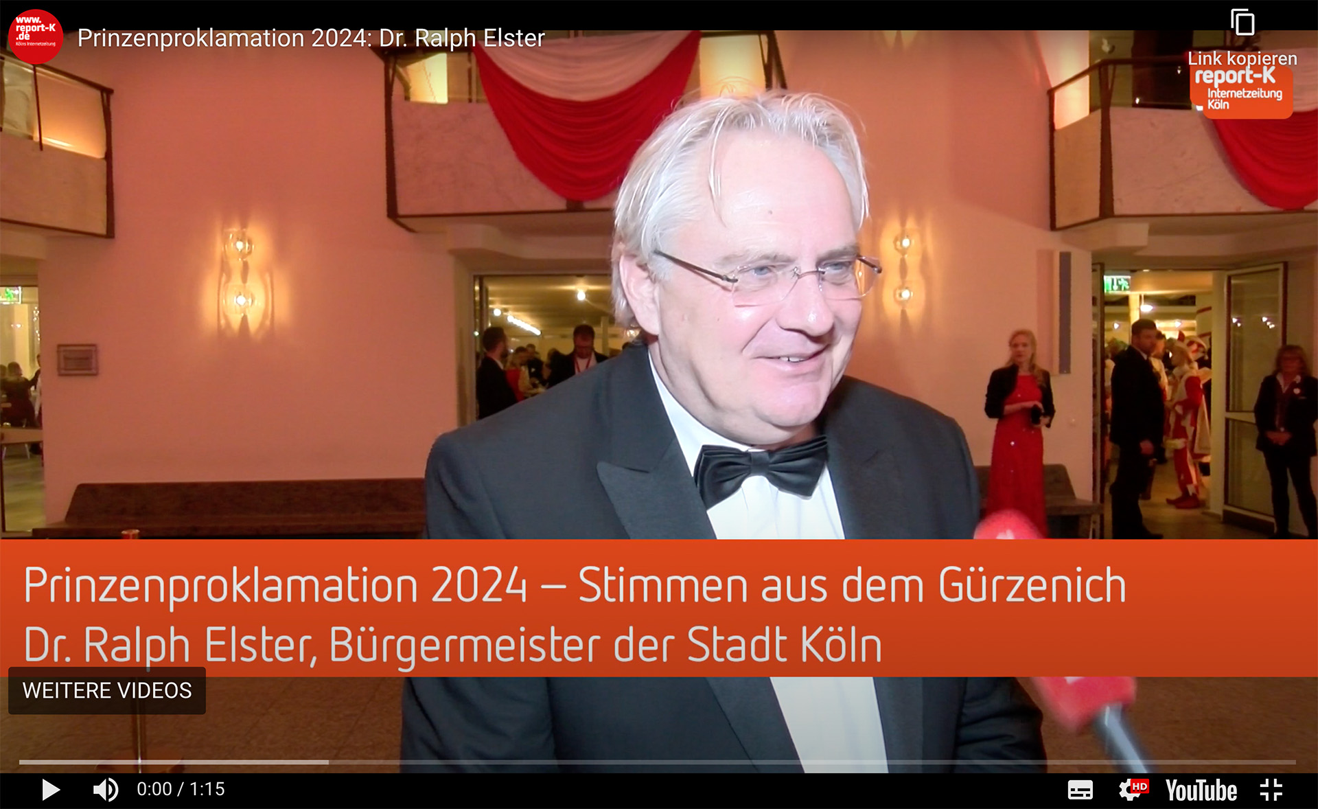 Proklamation des Kölner Dreigestirns: Dr. Ralph Elster im Video-Interview mit report-K